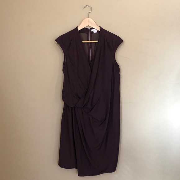 Helmut Lang Molten Plum Draped Faux Wrap Dress 8 - Picture 2 of 8